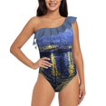 thumbnail image 1 of -Starry Night Over The Rhone One-Piece Swimsuit Women Ruffle Bathing Suits New Girl Beach Swimwear Vincent Van, 1 of 5
