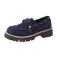 thumbnail image 2 of Willtoo Women's Suede Platform Chunky Heel Loafers Beaded Lace Up Comfortable Shoes Round Toe Anti-Slip Walking Shoes Casual Slip On Fashion Shoes, 2 of 5