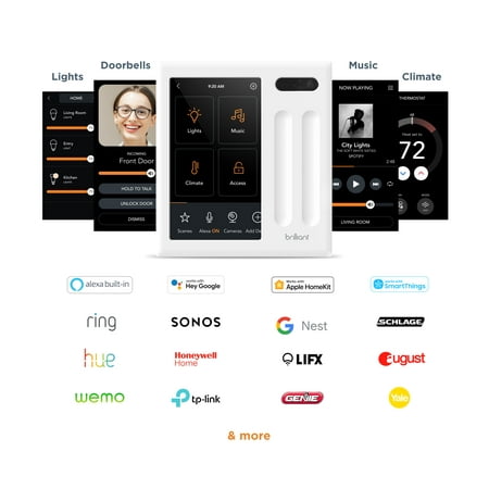 Brilliant - Wi-Fi Smart 2-Switch Home Control Panel with Voice Assistant - White