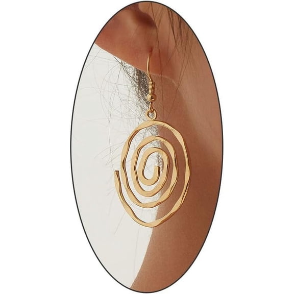 Chunky Silver Spiral Vortex Dangle Drop Earrings For Women, 60s 70s 80s Aesthetic Party Ear Accessories, Punk Geometry Twisted Hammer Jewelry Gift
