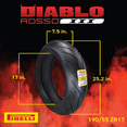 thumbnail image 3 of Pirelli Diablo Rosso III 190/55ZR17 75W Rear Motorcycle Tire - High Performance, Durable, & Reliable Tire for Sport/Street Bikes with Keychain, 3 of 8
