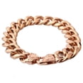 thumbnail image 2 of QQTDFG Fashion 13/15mm 316L Stainless Steel Cuban Curb Chain Mens Bracelet Bangle 7-11"-8 inch-15mm-Rose Gold, 2 of 5