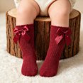 thumbnail image 6 of Toddler Baby Girl Ruffle Socks Frilly Turn-Cuff Crew Socks Solid Color with Cute Bow Soft Breathable Casual Dress Socks 0-12 Months 1T 2T 3T 4T 5T Kids, 6 of 8