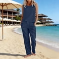 thumbnail image 2 of 2 Piece Sets for Women Summer Outfits Beach Vacation Clothes Wide Leg Crop Pants Navy L(L), 2 of 6