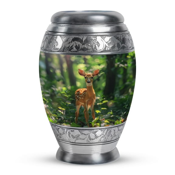 KARYLIZ Deer Urn For Ashes Adult Male - Memorial Cremation Urns for Adult Human Ashes - Green Urn for Ashes for Women - Urns For Human Ashes Adult Man - Decorative Funeral Gifts 10 Inch