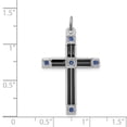 thumbnail image 3 of Sterling Silver Enameled & Blue CZ Cross Pendant Charm, 3 of 4