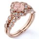 thumbnail image 1 of JeenMata Anillo Nupcial de 1,50 Quilates con Halo de Diamantes y Morganita de Talla Redonda Engastado en Oro Rosa: el Diseño Más Vendido por Menos de 500 Dólares, 1 of 6
