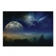 thumbnail image 1 of Outer Space Cutting Board, Vibrant Clouds Full Moon Rise and Comet in Dark Sky Celestial Horizon Twilight, Decorative Tempered Glass Cutting and Serving Board, Small Size, Blue Yellow, by Ambesonne, 1 of 1