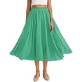 thumbnail image 2 of Women’s A-Line Midi Skirts Casual Elastic High Waist Flowy Swing Beach Boho Free Size Long Skirt Mint Green A Free Size, 2 of 7