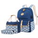 thumbnail image 4 of Mochila escolar para niñas YONGSHENG Mochila de lona ligera a rayas con fiambrera 3 en 1, 4 of 5
