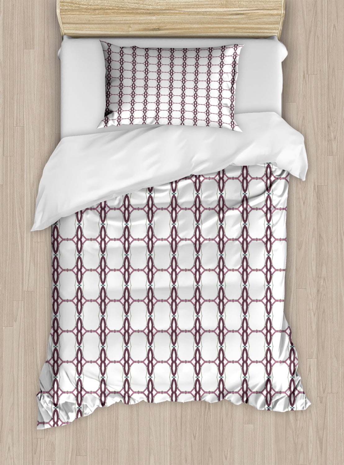 Abstract Duvet Cover Set Twin Size, Rhythmic Pattern Geometric Motifs 