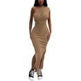 thumbnail image 1 of Txlixc Vestidos Largos para Mujer, Adulto Color Sólido Sin Mangas Un Hombro Plisado Abertura Lateral Slim Fit Vestido Femenino Txlixc Moda, 1 of 8