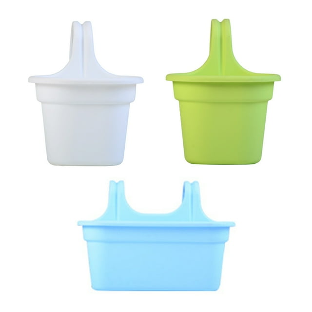Plastic Flower Pot Plant Container Tough Wall Mounted Outdoor Indoor Green Decoration Double Hook Colorful
