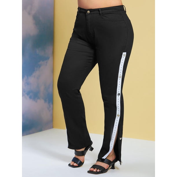 Jeans Talla Extra Delgados Cinta Lateral Rosegal Vaqueros de talla grande