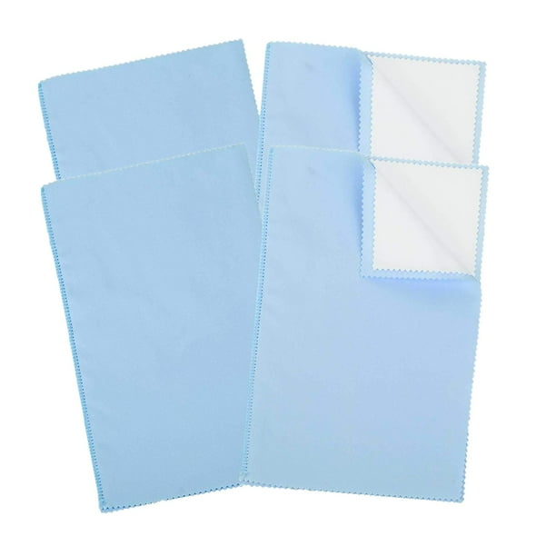 4 paños de limpieza para joyas, paños de pulido para pulir plata, microfibra suave. Azul claro
