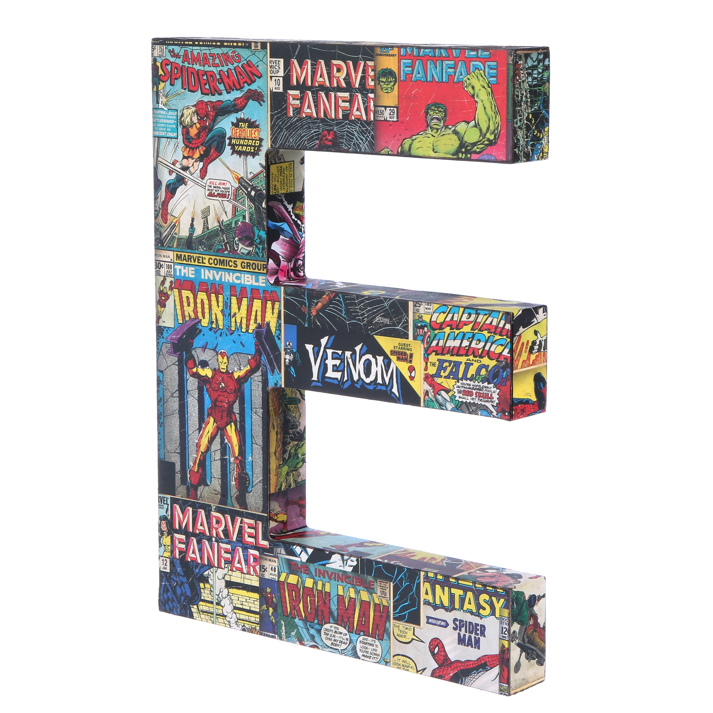 Marvel Superhero Retro Comics Wooden Letter 'E' with Hooks