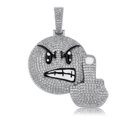 thumbnail image 5 of Collar con colgante de expresión de enojo de Hip Hop, de alta calidad, con micropavé de circonita cúbica helada, joyería de moda para hombres y mujeres, oro, 5 of 5