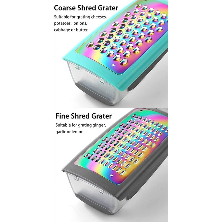 Marco Almond MA63 2-Piece Rainbow Box Grater Set Cheese Grater Zester Stainless Steel