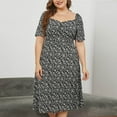 thumbnail image 6 of Drses Women's 2024 Summer Casual Dress Plus Size Smocked Midi Calf Length Puff Sleeve Floral Dresses, 6 of 6