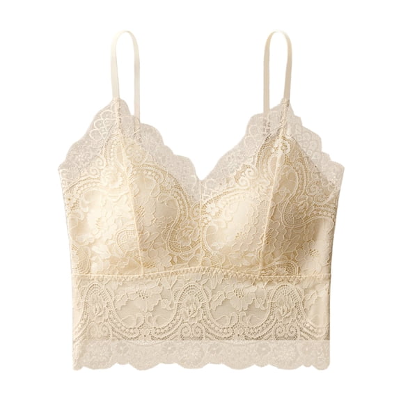 NTACZA Lace Tops for Women Summer Camisole Spaghetti Strap Tank Tops with Built In Bras Sleeveless Ladies T Shirts L