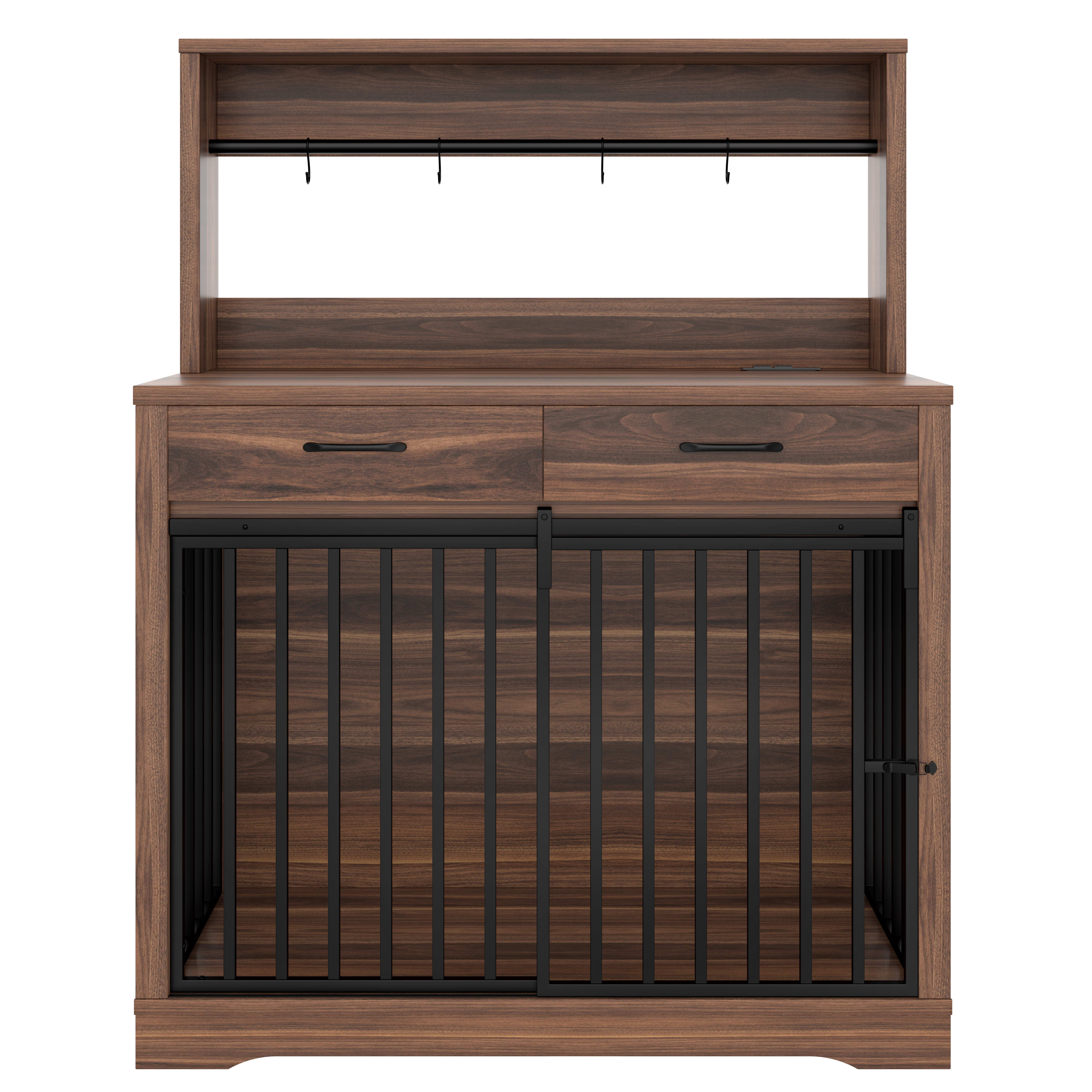 Aukfa Heavy Duty Dog Crate Furniture,38" Chew-Resistant Dog Kennel End Table for Medium Dogs, Brown