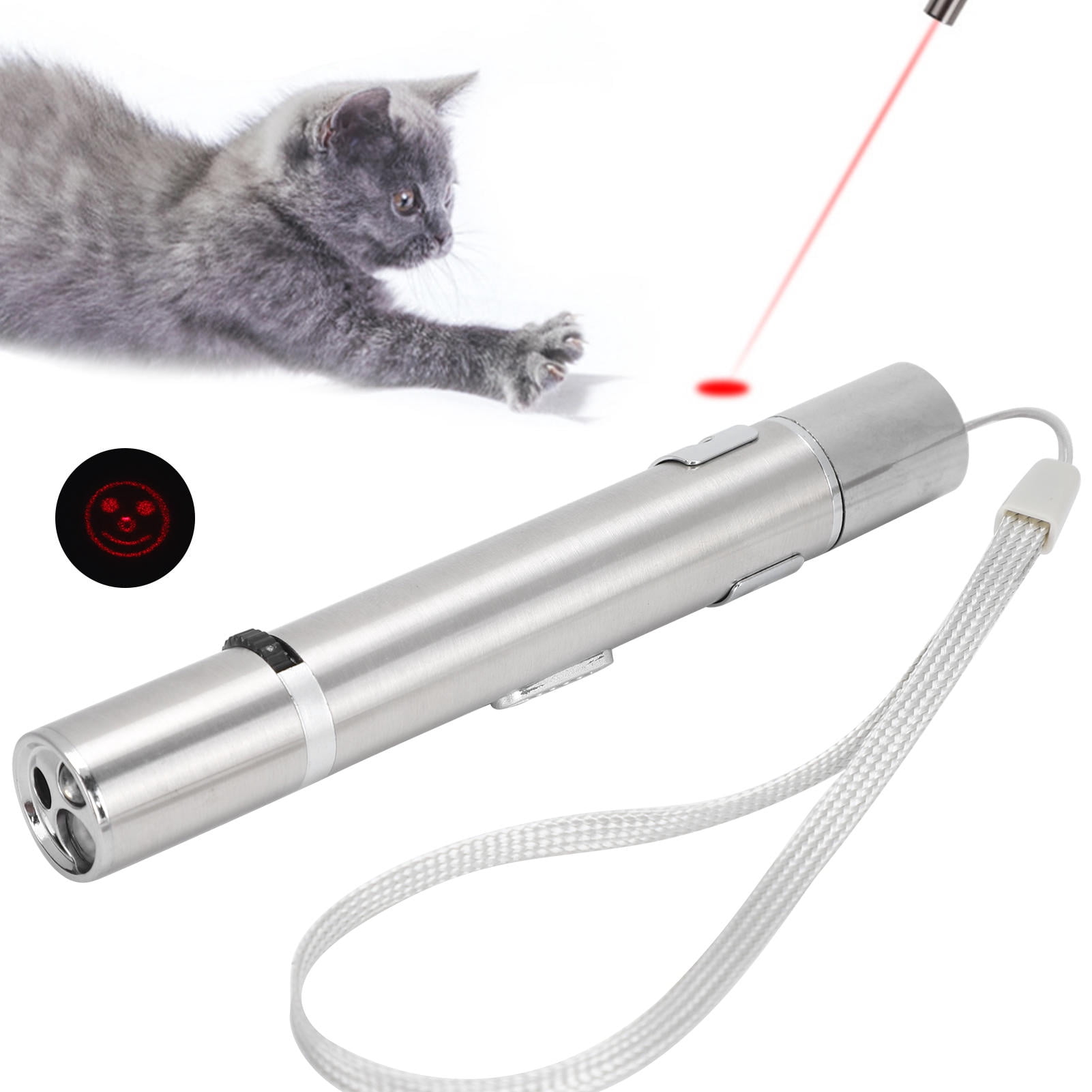 YAHHU 5‑in‑1 USB Rechargeable Cat Toy – Light Pointer, UV Skin Checker, Wheel Switch, Push‑Button, Lanyard Design