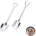 thumbnail image 4 of Cucharas de acero inoxidable con forma de pala, 2 piezas, lindas cucharas para té, cucharas para revolver, cucharas para café, cucharas para frutas, cucharas para postre, juego de té, vajilla (plata), 4 of 4