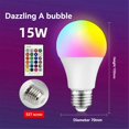 thumbnail image 4 of Led Colorful Light Bulb E27 Screw Bulb Lamp Dimming Power 15W, 4 of 5