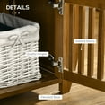 thumbnail image 6 of HOMCOM Shoe Bench with Storage Cabinets, Bamboo Entryway Bench with Seating Cushion, 3 Doors, Side Rack and Hidden Compartment for Hallway, Brown, 6 of 9