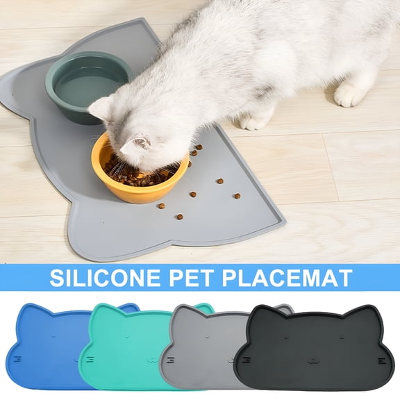 ACDANC Cat Food Mat Non-Slip Waterproof with Raised Edge Leak-proof Keep Tidy Pet Feeding Mat Dog Cat Supplies