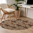 thumbnail image 5 of Boho Tribal Round Area Rug 4ft, Abstract Floral Geometric Pattern Art Vintage Washable Non-Slip Circle Rugs for Bedroom Living Room Kitchen, Soft Non Shedding Circle Carpet for Dining Room Dorm, 5 of 9