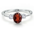 thumbnail image 3 of Gem Stone King 14K White Gold Red Garnet and White Created Sapphire Engagement Ring for Women | 1.13 Cttw | Oval 7X5MM | Gemstone January Birthstone | Size 8, 3 of 6