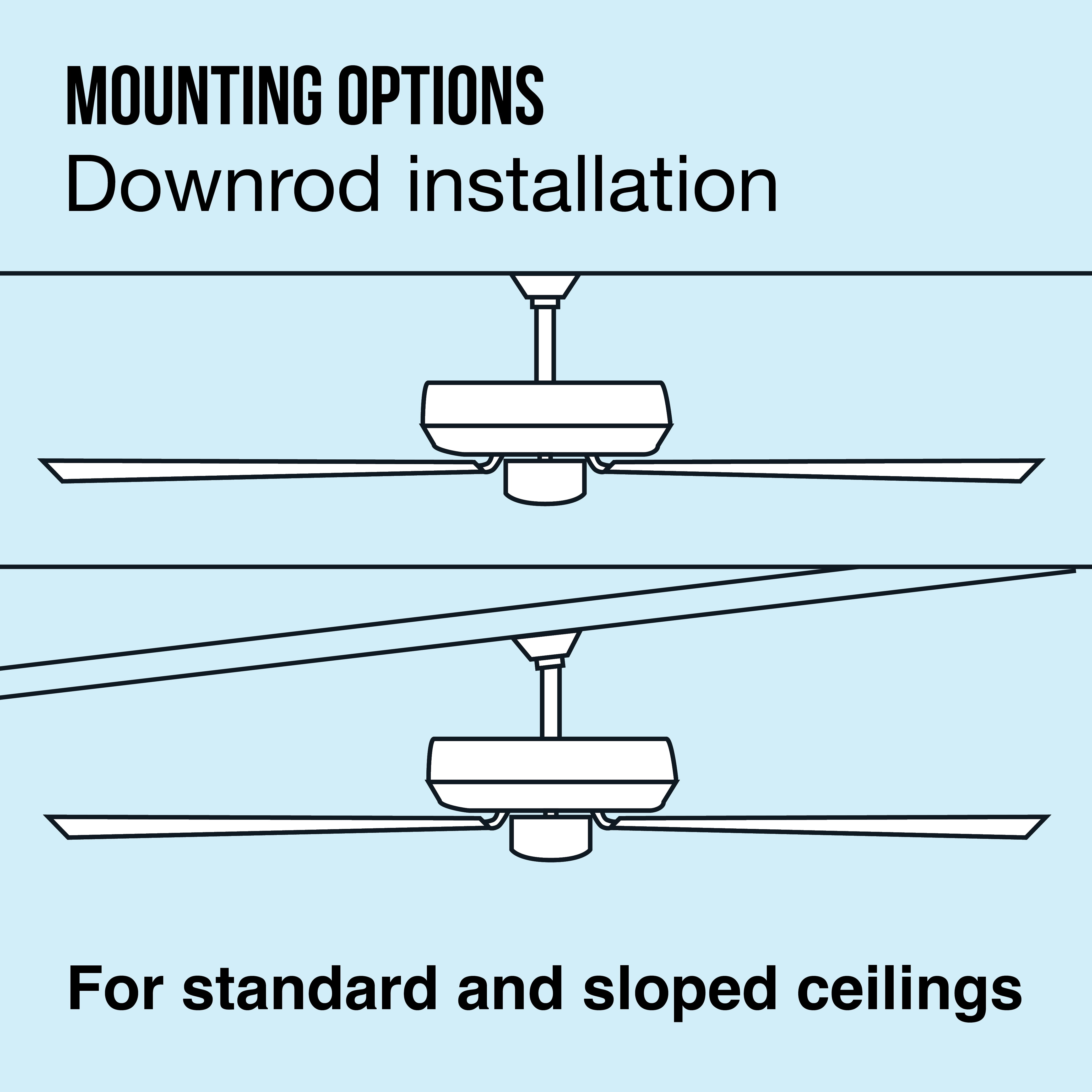 Mainstays 52 inch Downrod Ceiling Fan with Light Kit, Bronze, 5 Blades, Reverse Airflow for Bedroom