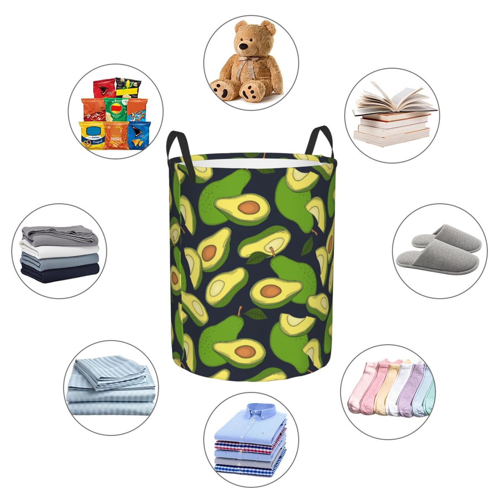 Large Laundry Basket with Handles - Fresh Avocado Kids Baby Dirty Clothes Laundry Hamper for Bedroom Aesthetic