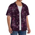 thumbnail image 4 of Xecao offers the Snowflakes and Hearts for Men's Casual Short-sleeved Shirt, a button-up collared shirt with a pocket, perfect for beach vacations and yacht travel in the 4X-Large size., 4 of 7