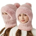 thumbnail image 3 of 3 in 1 Beanie Hat for Women, Balaclava Winter Knitted Hooded Hat Scarf Ear Face Cover Plush Lined Thickened Windproof, 3 of 8