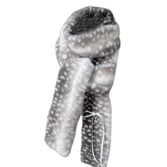 Giaone Deer Print Plush Neck Scarf Windproof Neck Wrap For Teens Winter Essential