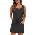 thumbnail image 1 of Birdeem Robe d'Été Confortable Aguichant Mode Couleur Unie avec Poche Sans Manches, 1 of 11