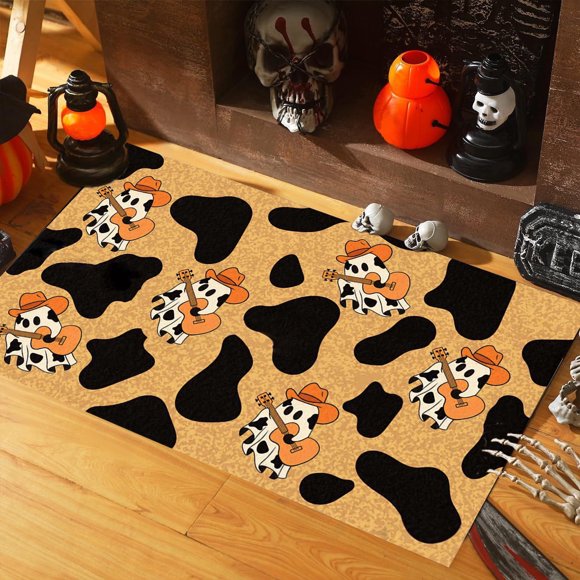 Halloween Doormat Coir Door Mat Howdy Ghosts Happy Halloween Door Mat Indoor Outdoor Front Door Mat Non-Slip Rubber Back Funny Door Mats Low Profile Machine Washable