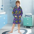 thumbnail image 5 of FORMRS Niños Bathrobe Unisex Hooded Robe Soft Plush Pajamas Sleepwear, Size 7-9T, Purple Stained Glass Pattern, 5 of 7