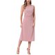 thumbnail image 2 of Vestido Tank Inspire Chic para Mujer, Cuello Redondo, Con Fruncidos, Casual, Corte A, Midi, Sin Mangas, Color Rosa, 2 of 5