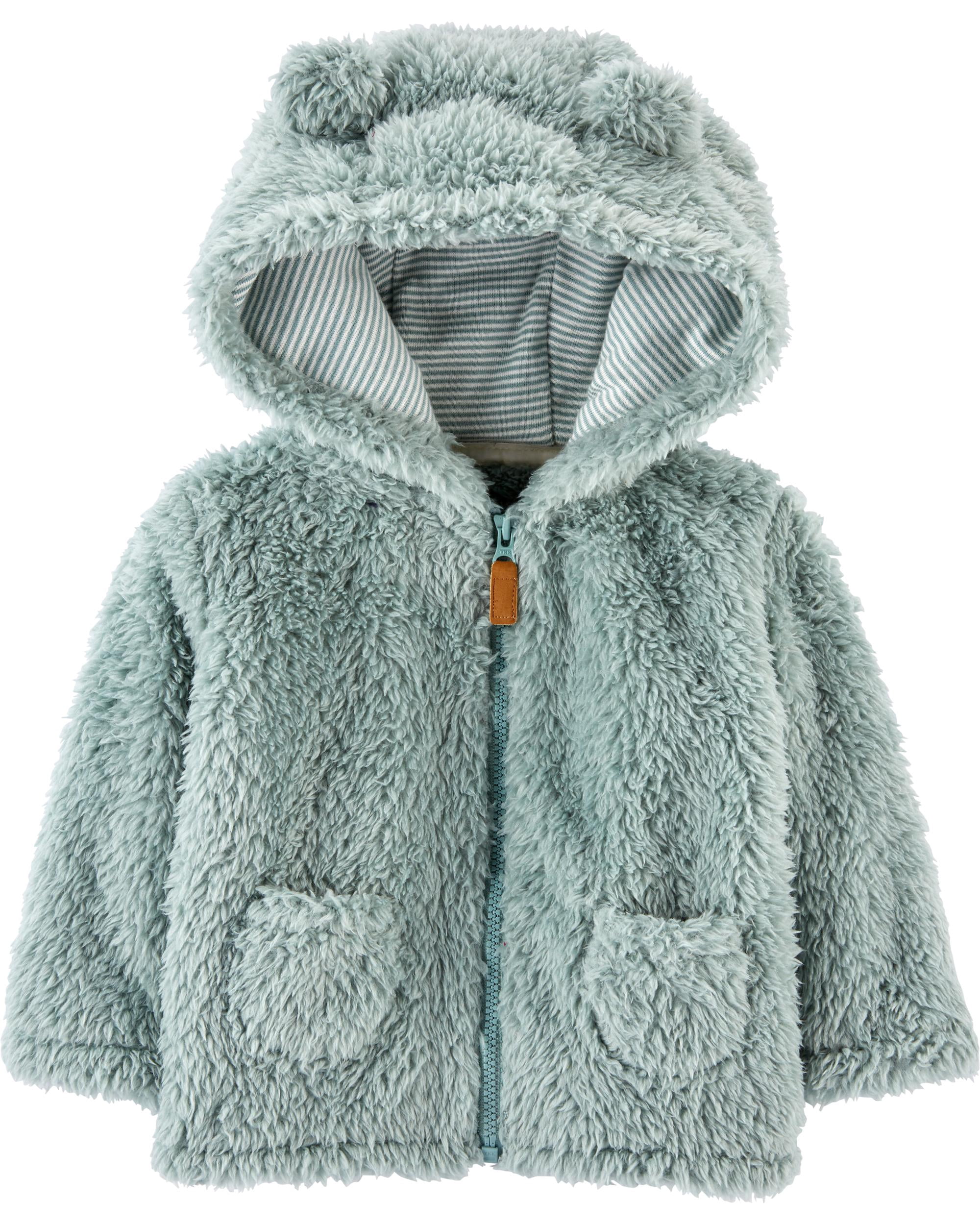 Baby Boy's Hooded Sherpa Jacket, Teal 