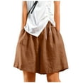 thumbnail image 2 of up to 60% off Gifts Usmixi Womens Casual Shorts Summer Elastic Waist Breathable Cotton Linen Short Pants Leisure Solid Plus Size Wide Leg Shorts with Pocket Brown XXXL, 2 of 6