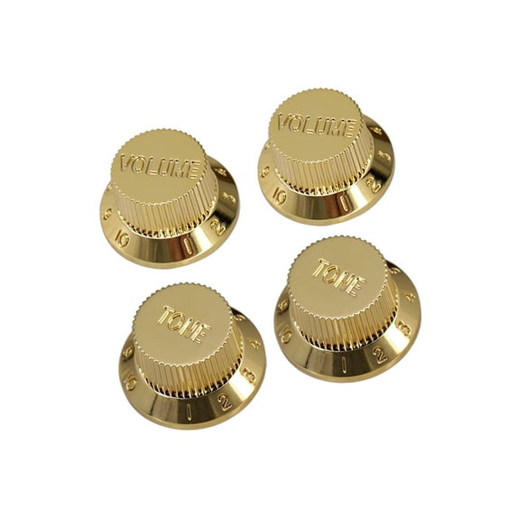 Tssuoun Electric Guitar Potentiometer Caps Volume Knob String Supplies Wear-resistant Tone Button Music Lovers Professionals Adults Gold 2T2V