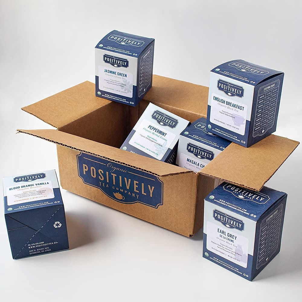 Positively Tea's Organic Tea Bag Sampler, 120 Ct Tea Bags 6 Boxes of 20