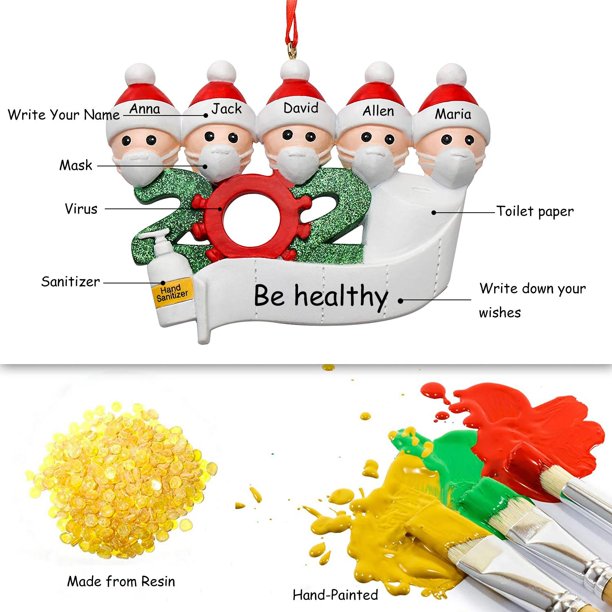 2020 Árbol De Navidad DIY Adorno Colgante Navidad Miembro de 5 Colcomx Familia sobrevivida personalizada