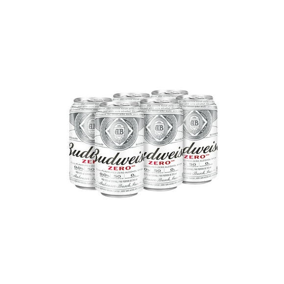 Budweiser Zero Non-Alcoholic Beer 6x355ml Cans, 0.0% Fully Brewed Non-Alcoholic Beer