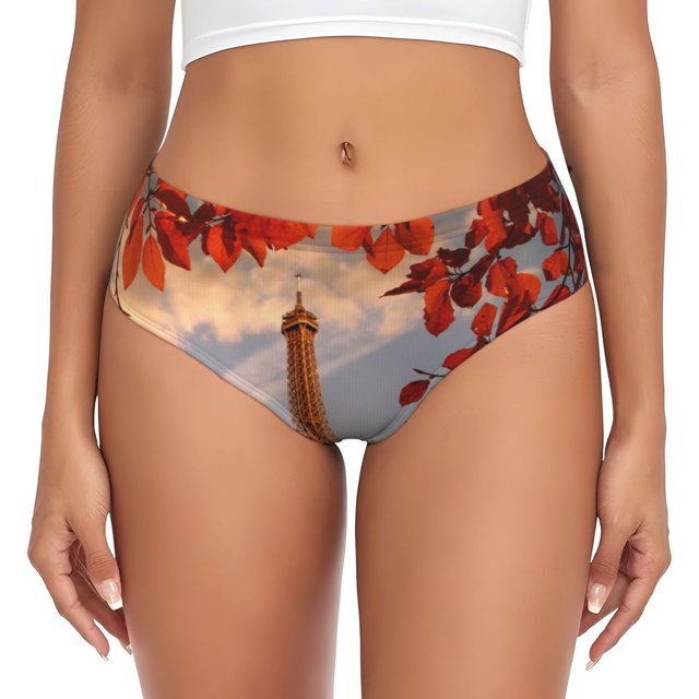 Balery Eiffel Tower Ropa Interior de Algodón para Mujer con Dibujo – Braguitas Cómodas y Elásticas, Estilo Clásico-X-Small