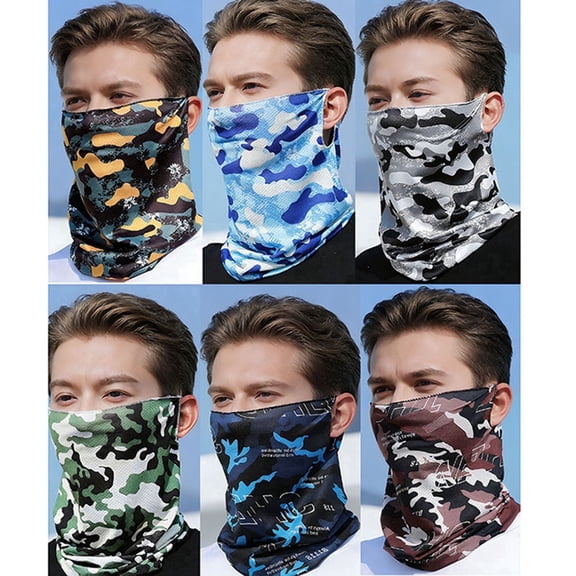 6 Pack Neck Gaiter Face Mask for Men Women,Breathable Soft Stretch Hanging Ear Face Cover, Reusable Washable Face Bandana Neck Scarf for Cycling Motorcycle Running Hiking Camping Fishing