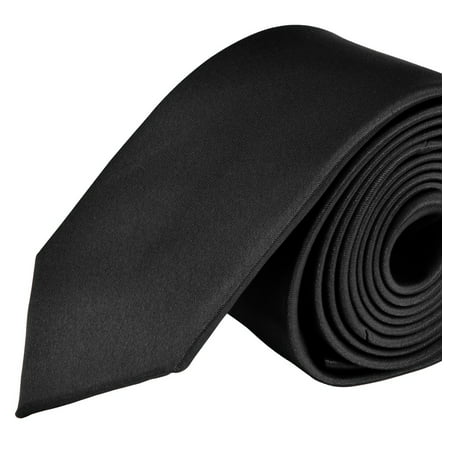 Moda Di Raza- Mens Skinny Slim Neck Tie - Silk Finish Polyester Men Necktie - Solid Color Long Ties for Men - Fashion Tie - (Best Tie With Charcoal Suit)